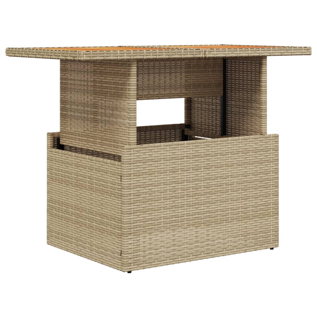 vidaXL Table de jardin Beige 100x55x73 cm Résine tressée et bois d'acacia