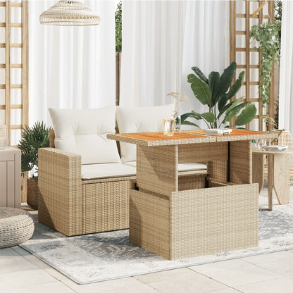 vidaXL Table de jardin Beige 100x55x73 cm Résine tressée et bois d'acacia