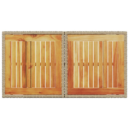 vidaXL Table de jardin Beige 100x55x73 cm Résine tressée et bois d'acacia
