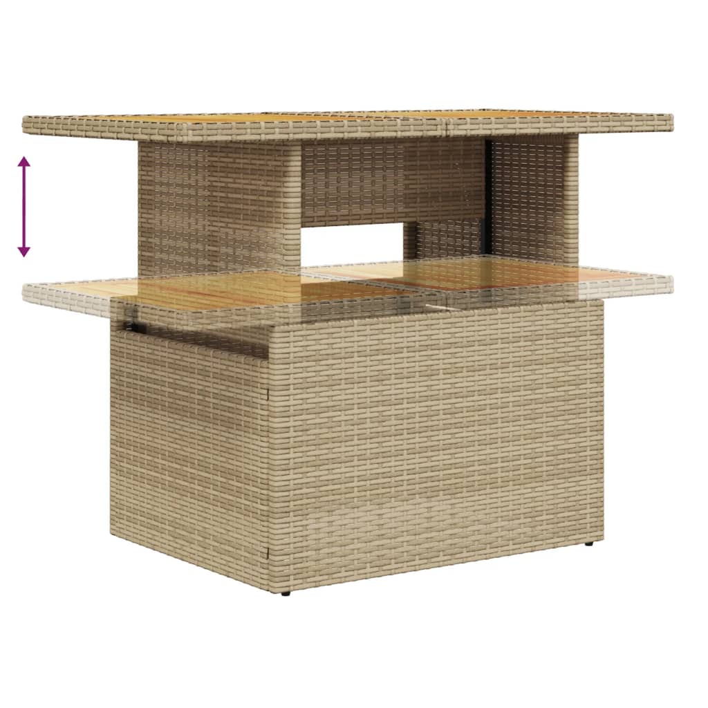 vidaXL Table de jardin Beige 100x55x73 cm Résine tressée et bois d'acacia