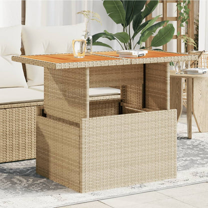 vidaXL Table de jardin Beige 100x55x73 cm Résine tressée et bois d'acacia