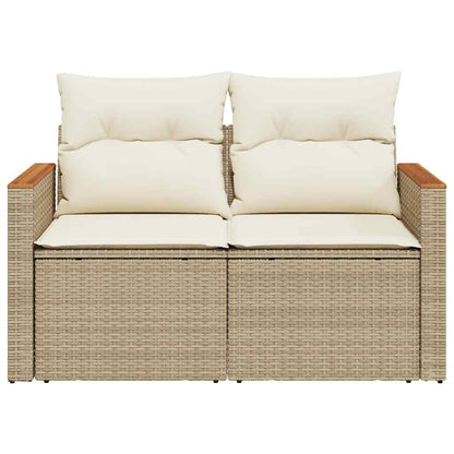 vidaXL Gartensofa mit Kissen 2-Sitzer Beige Poly Rattan