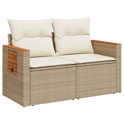 vidaXL Canapé de jardin 2 places avec coussins en résine tressée beige