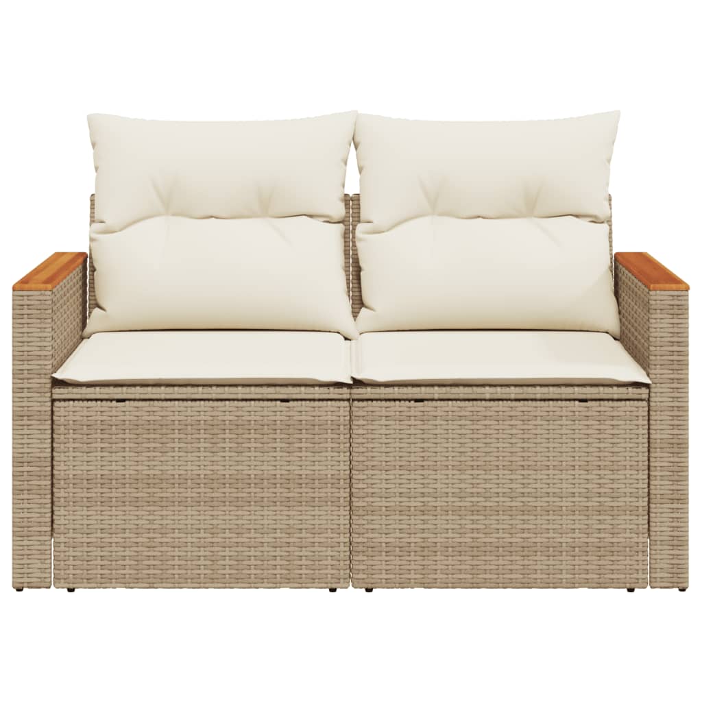 vidaXL Canapé de jardin 2 places avec coussins en résine tressée beige