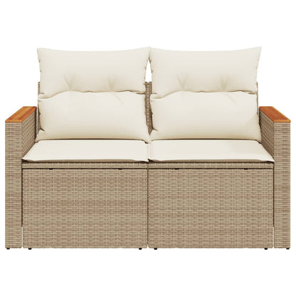 vidaXL Canapé de jardin 2 places avec coussins en résine tressée beige