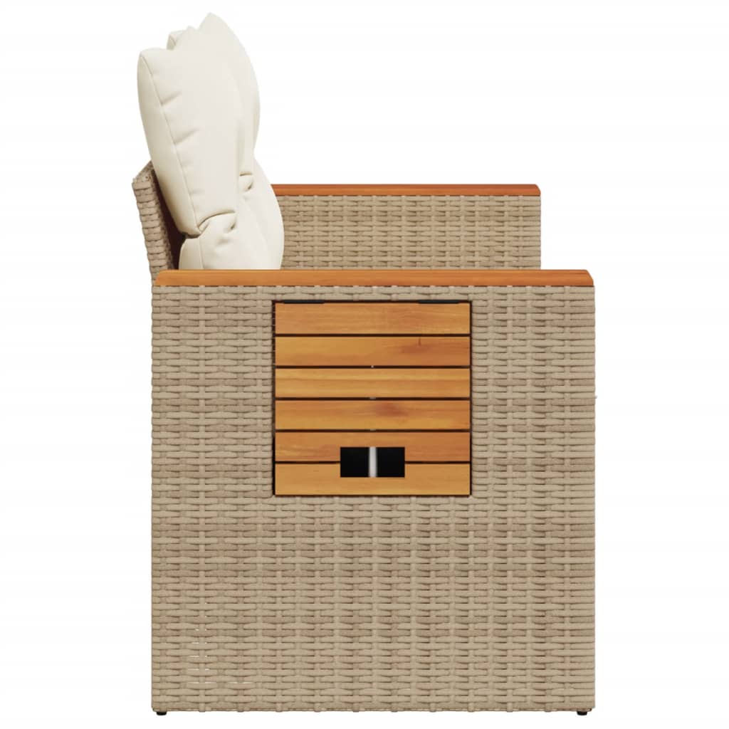 vidaXL Canapé de jardin 2 places avec coussins en résine tressée beige