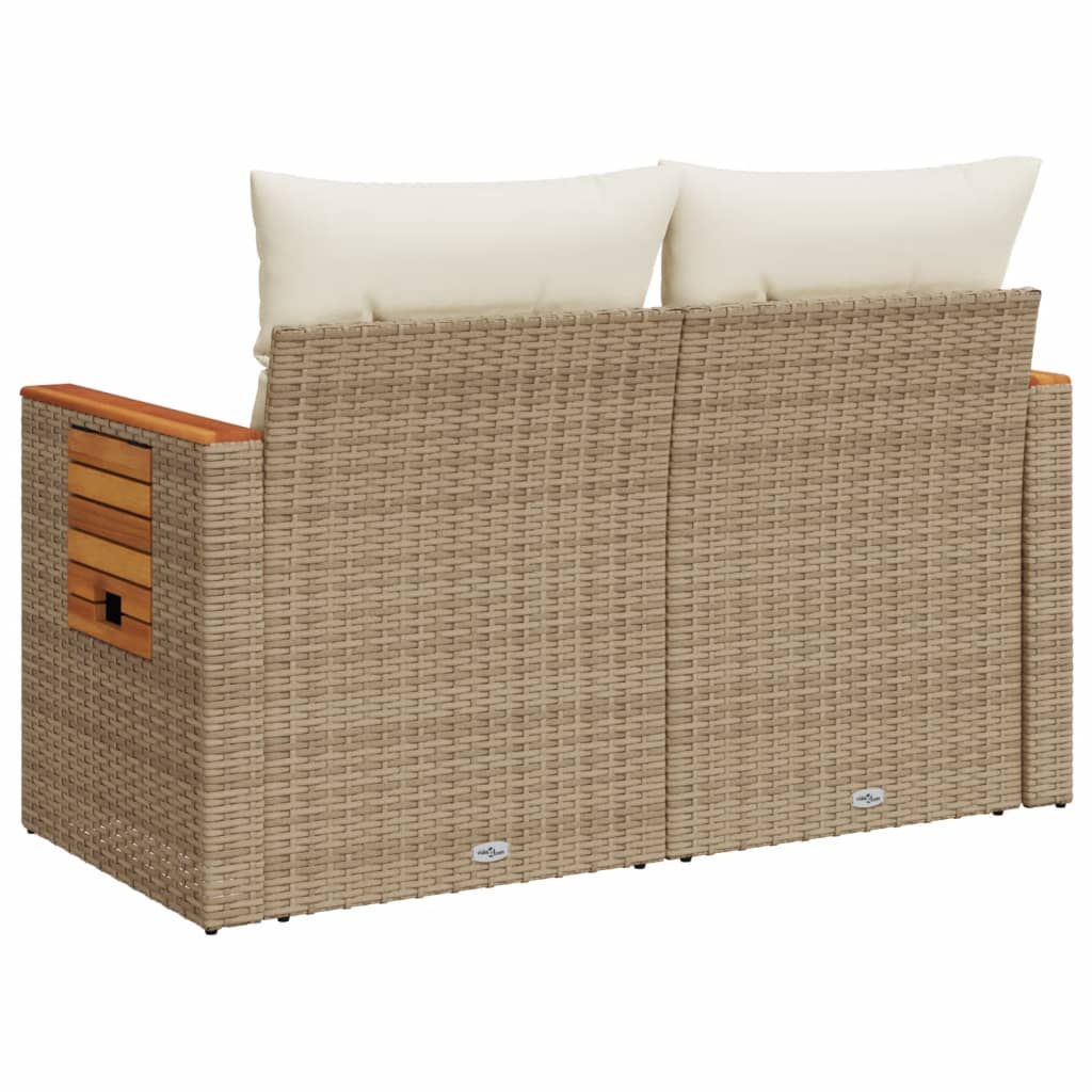vidaXL Canapé de jardin 2 places avec coussins en résine tressée beige