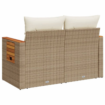 vidaXL Canapé de jardin 2 places avec coussins en résine tressée beige