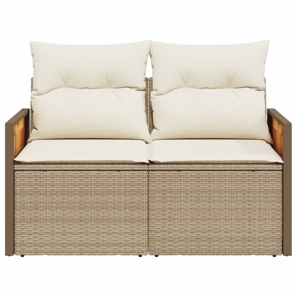 vidaXL Canapé de jardin 2 places avec coussins en résine tressée beige