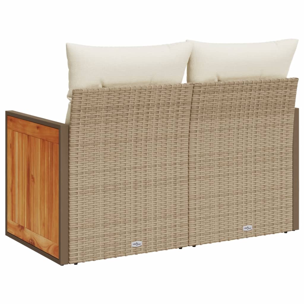 vidaXL Canapé de jardin 2 places avec coussins en résine tressée beige