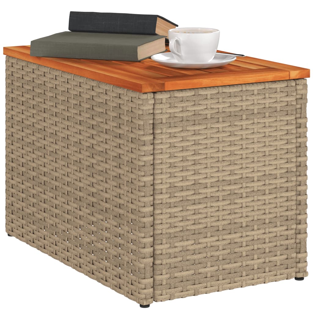 vidaXL Tables d'appoint de jardin 2 pcs Beige 55x34x37 cm Résine tressée Bois
