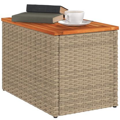 vidaXL Tables d'appoint de jardin 2 pcs Beige 55x34x37 cm Résine tressée Bois