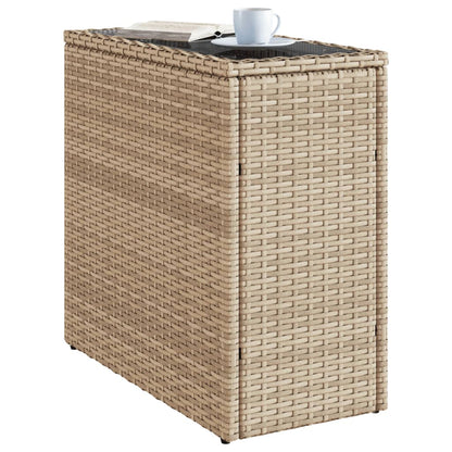 vidaXL Table d'appoint de jardin plateau en verre beige 58x27,5x55 cm en résine tressée