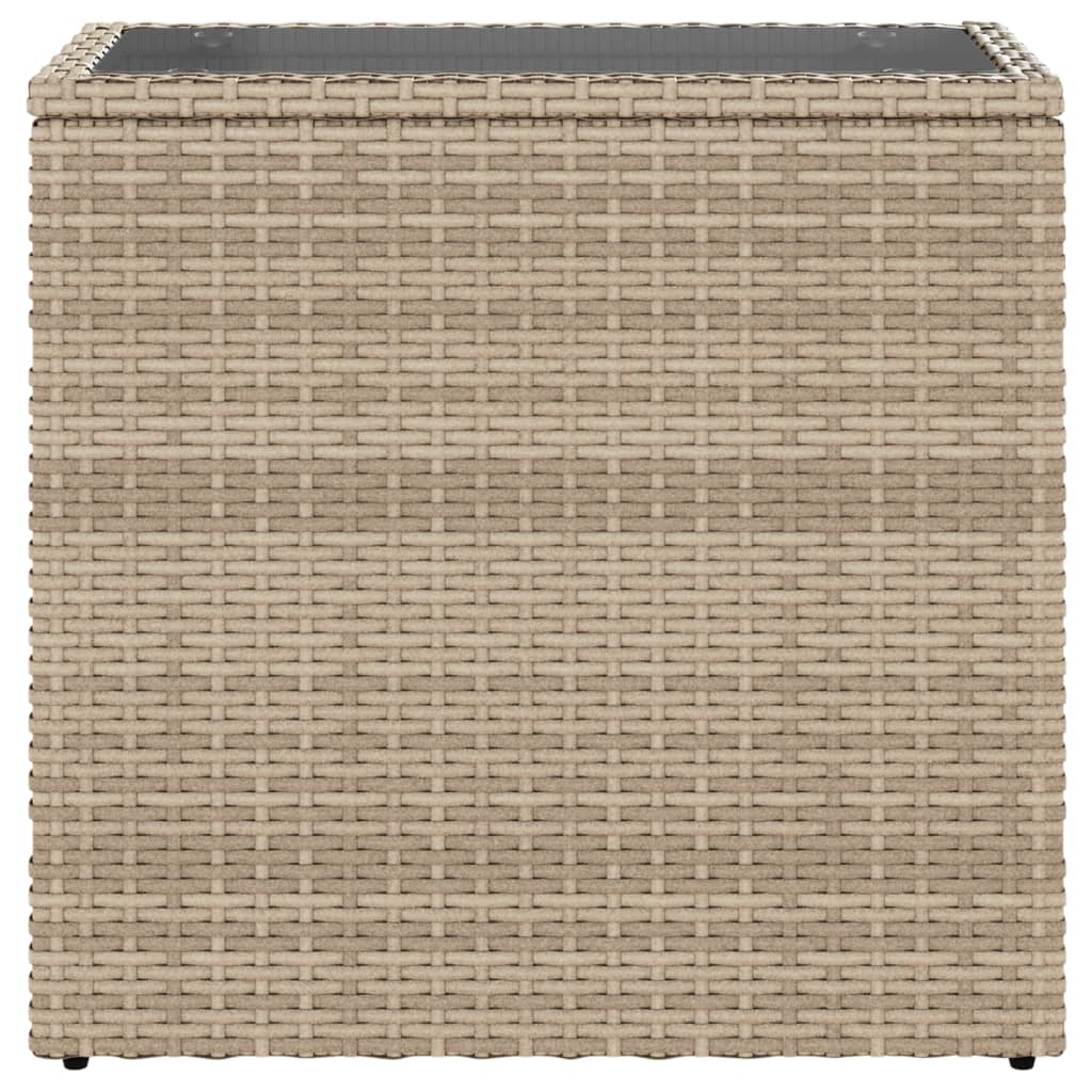 vidaXL Table d'appoint de jardin plateau en verre beige 58x27,5x55 cm en résine tressée