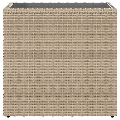 vidaXL Table d'appoint de jardin plateau en verre beige 58x27,5x55 cm en résine tressée