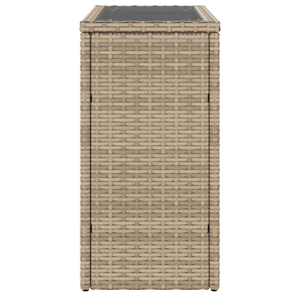 vidaXL Table d'appoint de jardin plateau en verre beige 58x27,5x55 cm en résine tressée