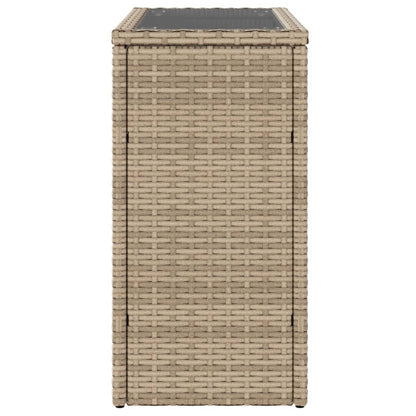 vidaXL Table d'appoint de jardin plateau en verre beige 58x27,5x55 cm en résine tressée