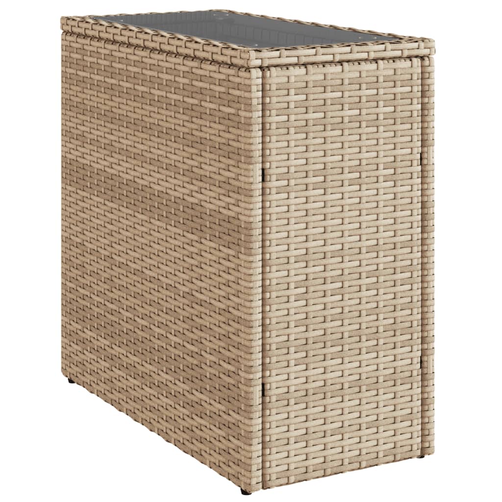vidaXL Table d'appoint de jardin plateau en verre beige 58x27,5x55 cm en résine tressée
