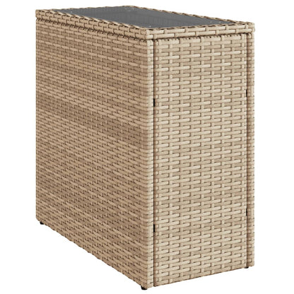 vidaXL Table d'appoint de jardin plateau en verre beige 58x27,5x55 cm en résine tressée