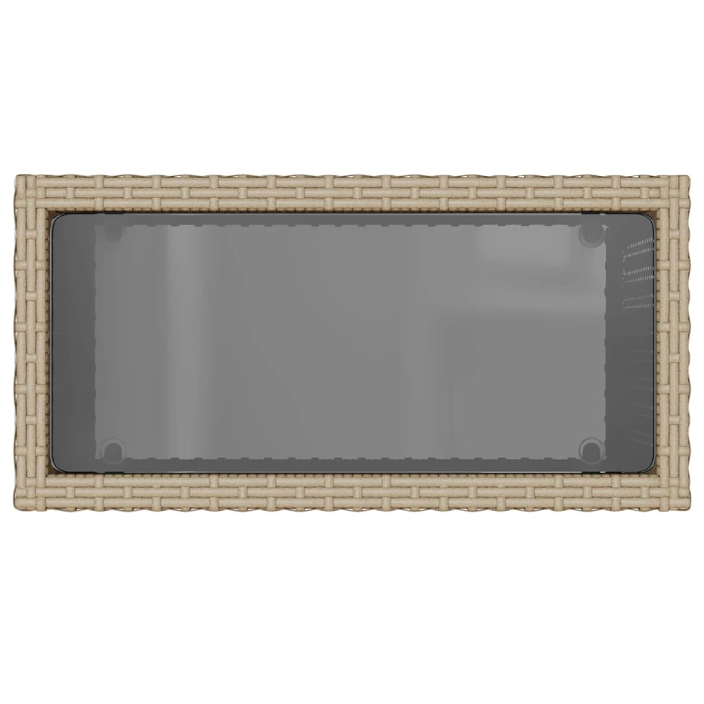 vidaXL Table d'appoint de jardin plateau en verre beige 58x27,5x55 cm en résine tressée