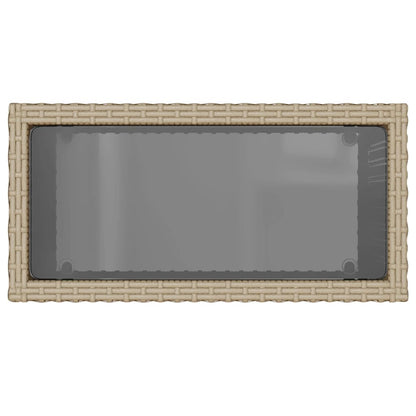 vidaXL Table d'appoint de jardin plateau en verre beige 58x27,5x55 cm en résine tressée