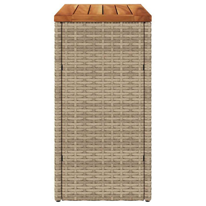 Garten-Beistelltisch Holzplatte Beige 58x27,5x55 cm Poly Rattan