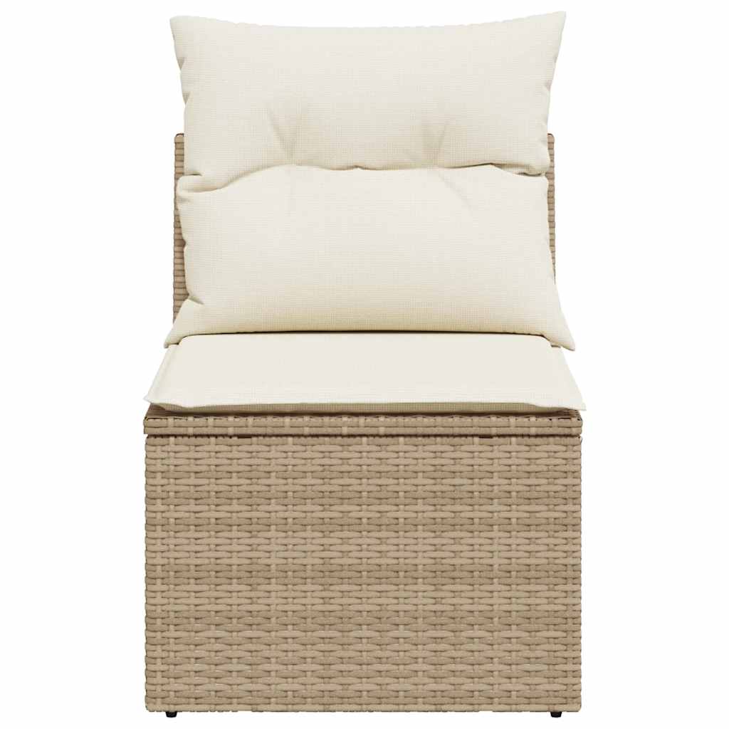 vidaXL Gartensessel ohne Armlehnen mit Kissen Beige Poly Rattan