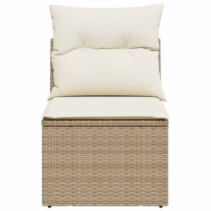 vidaXL Gartensessel ohne Armlehnen mit Kissen Beige Poly Rattan