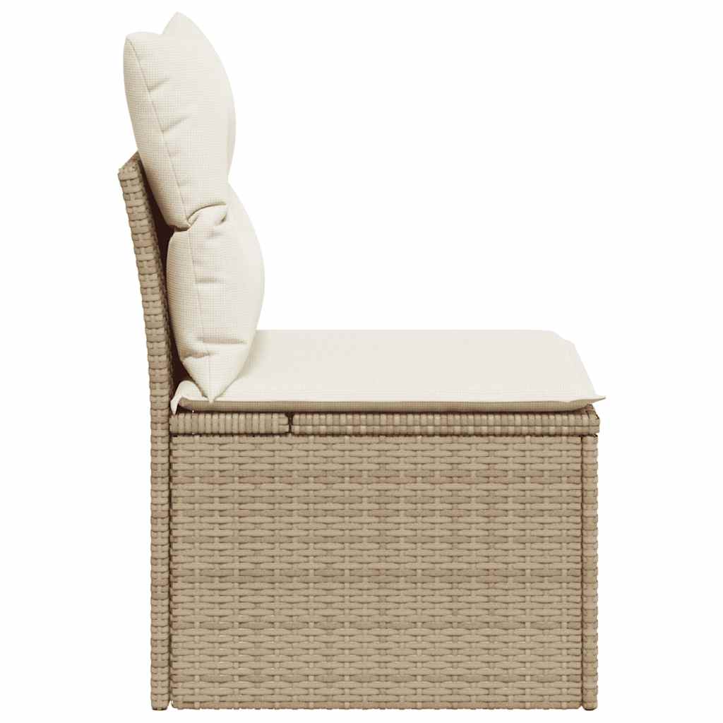 vidaXL Gartensessel ohne Armlehnen mit Kissen Beige Poly Rattan