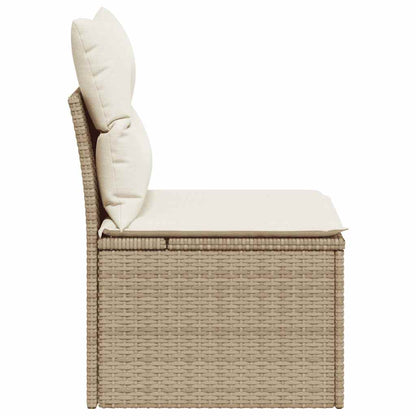 vidaXL Gartensessel ohne Armlehnen mit Kissen Beige Poly Rattan