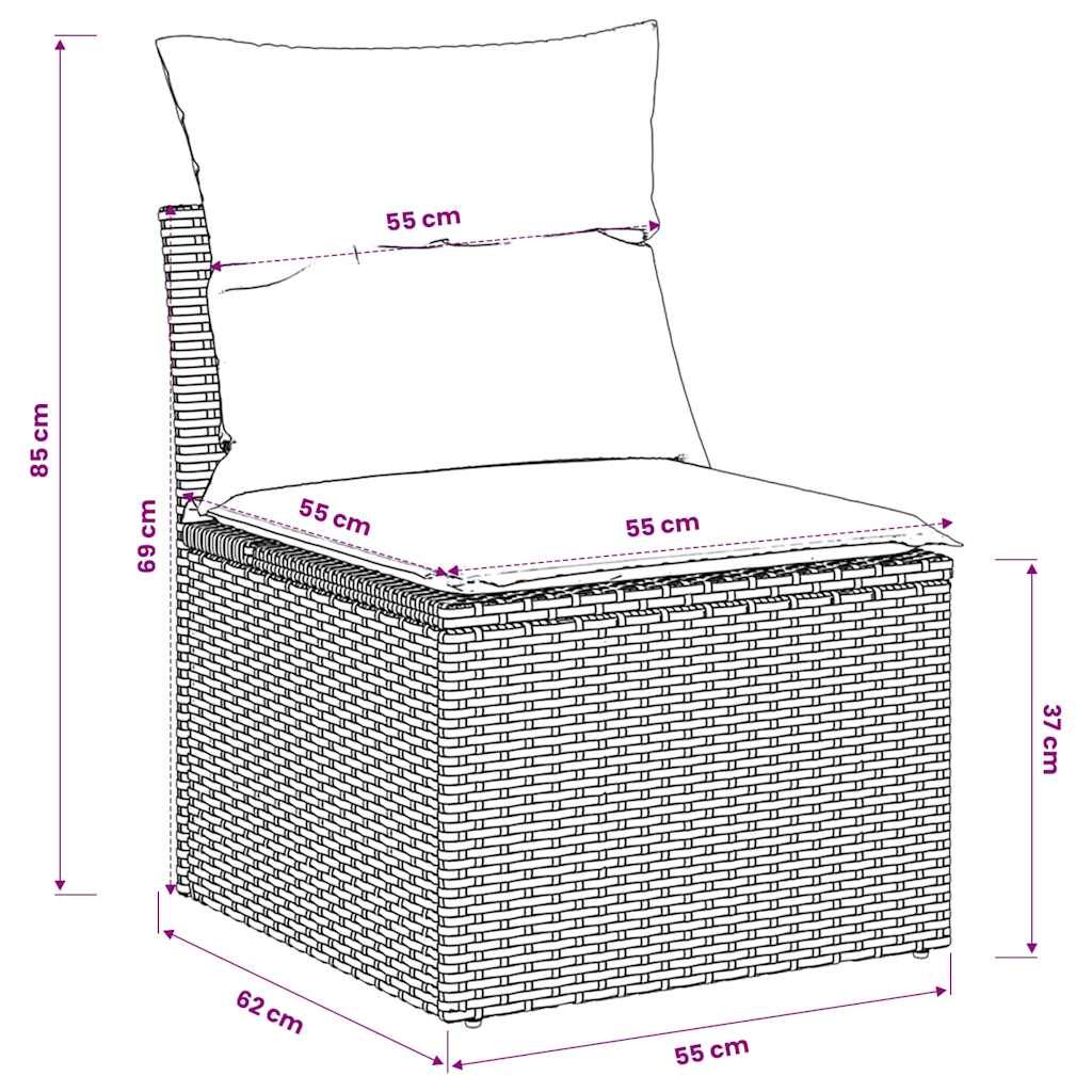 vidaXL Gartensessel ohne Armlehnen mit Kissen Beige Poly Rattan