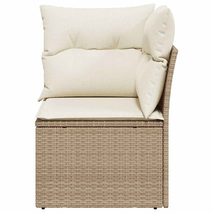 vidaXL Canapé d'angle de jardin avec coussins beige résine tressée
