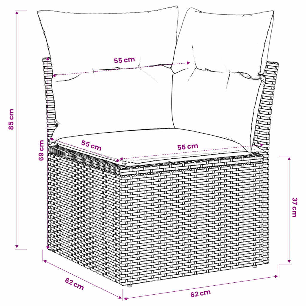 vidaXL Canapé d'angle de jardin avec coussins beige résine tressée