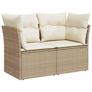 vidaXL Canapé de jardin 2 places avec coussins en résine tressée beige