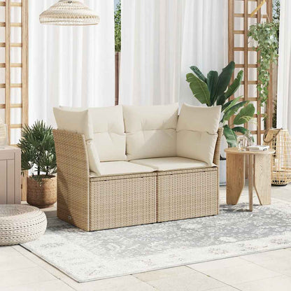 vidaXL Canapé de jardin 2 places avec coussins en résine tressée beige