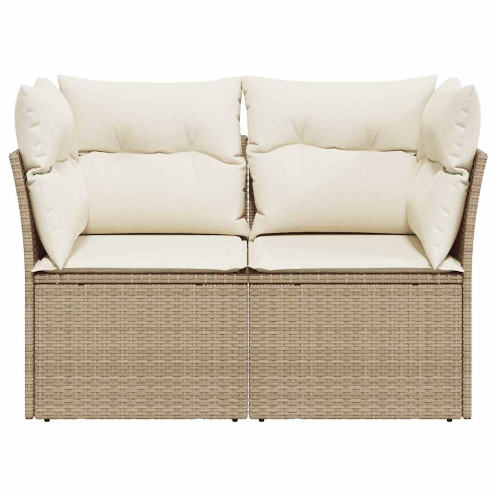 vidaXL Canapé de jardin 2 places avec coussins en résine tressée beige