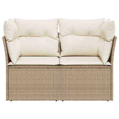 vidaXL Canapé de jardin 2 places avec coussins en résine tressée beige
