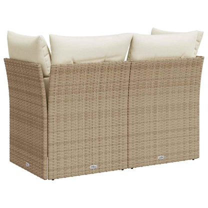 vidaXL Canapé de jardin 2 places avec coussins en résine tressée beige