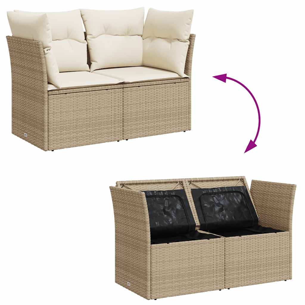 vidaXL Canapé de jardin 2 places avec coussins en résine tressée beige