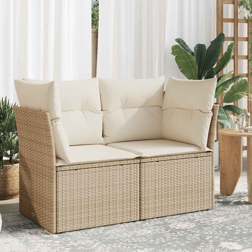 vidaXL Canapé de jardin 2 places avec coussins en résine tressée beige