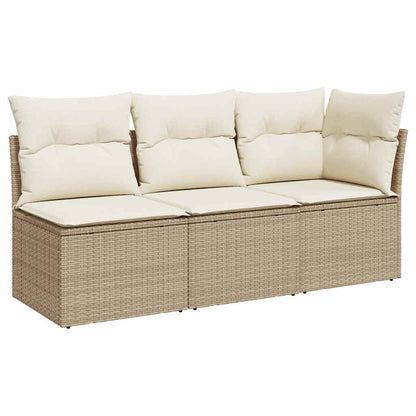 vidaXL Canapé de jardin 3 places avec coussins en polyrotin beige