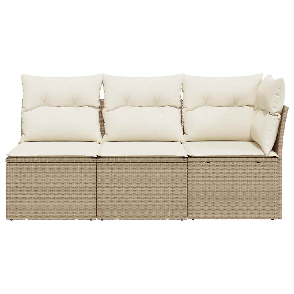 vidaXL Canapé de jardin 3 places avec coussins en polyrotin beige