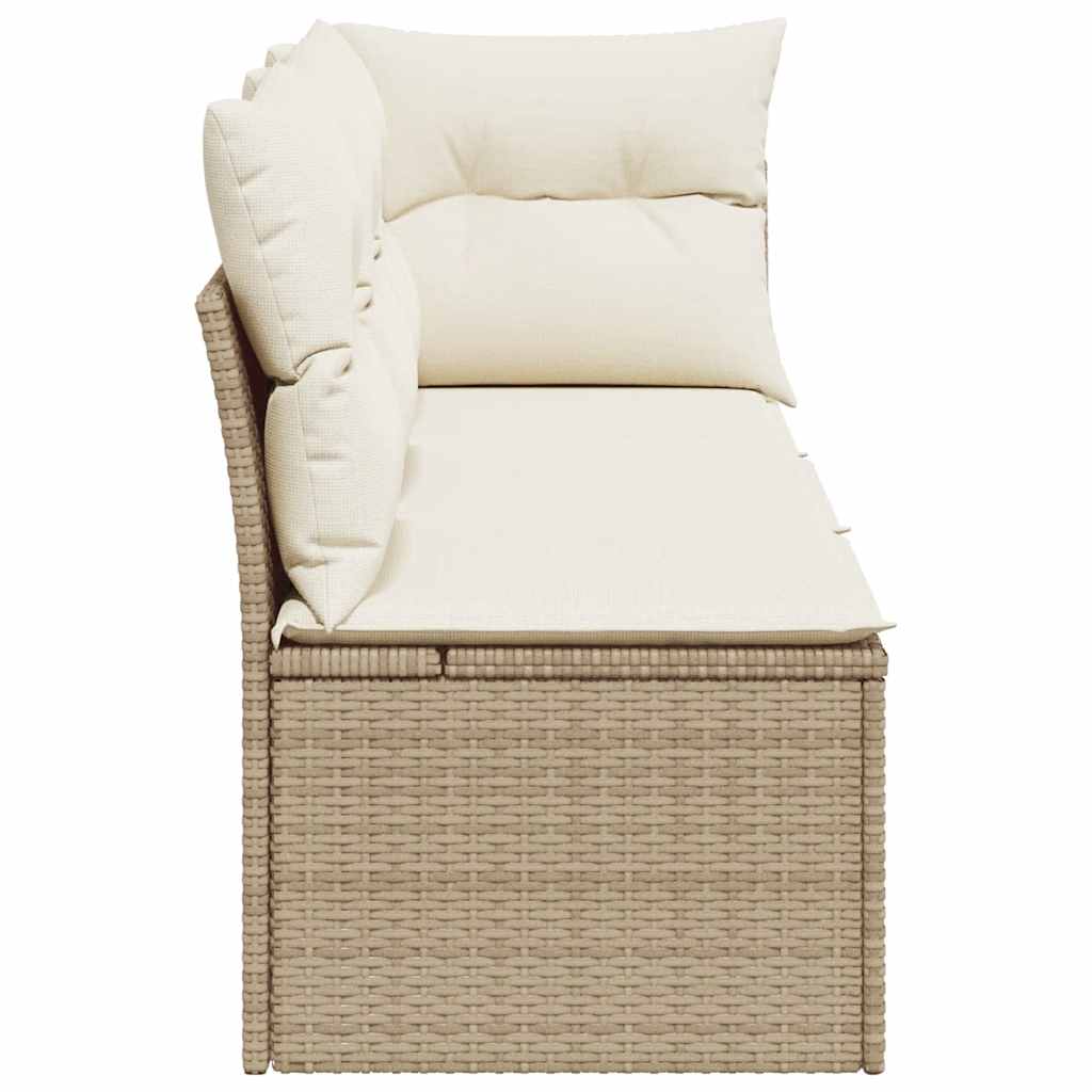 vidaXL Canapé de jardin 3 places avec coussins en polyrotin beige