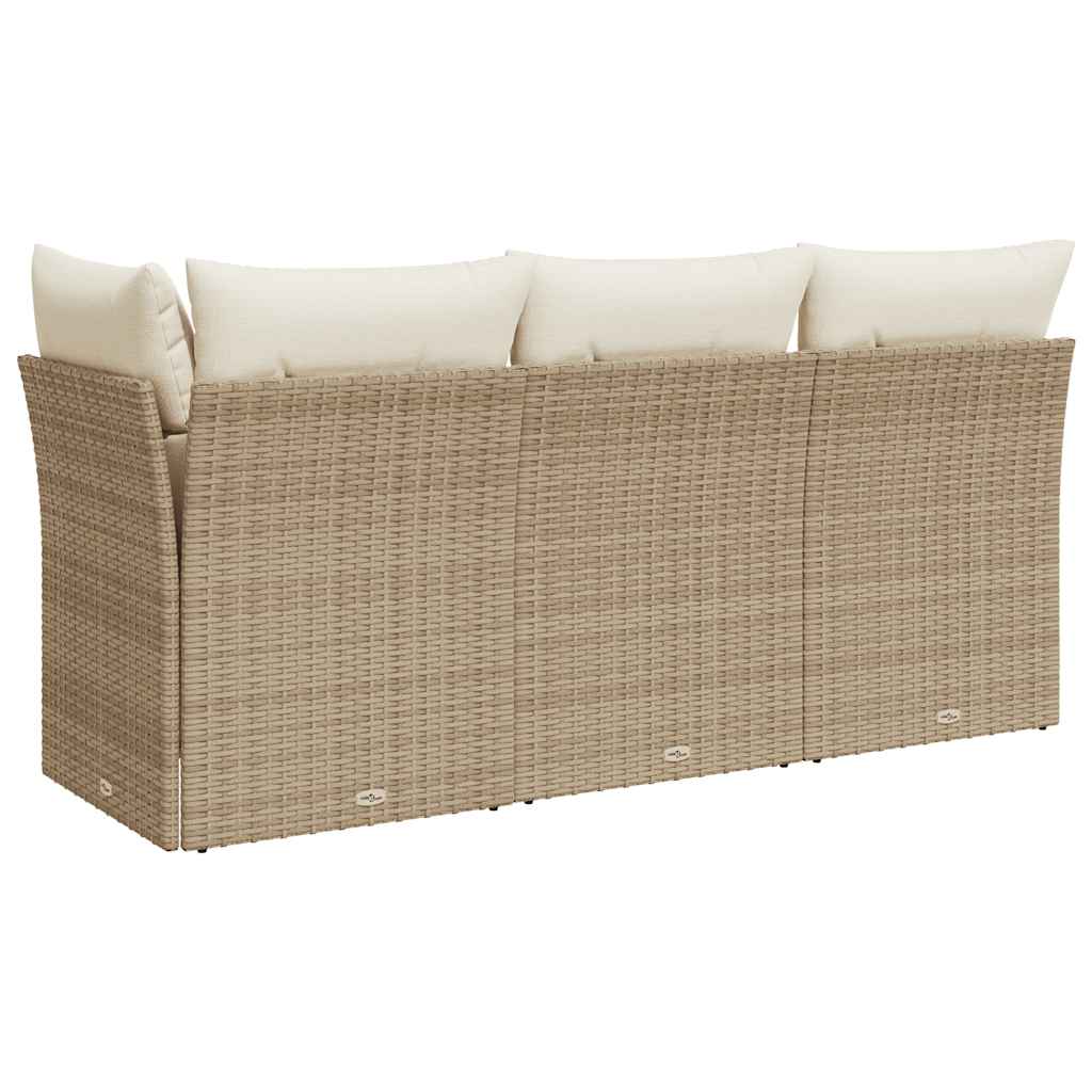 vidaXL Canapé de jardin 3 places avec coussins en polyrotin beige