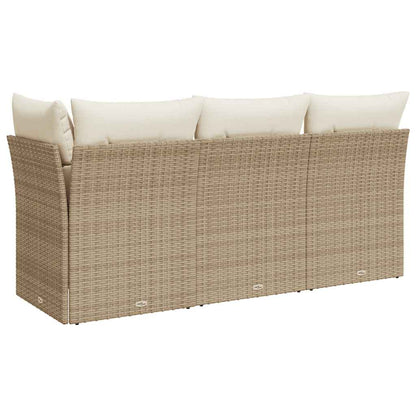 vidaXL Canapé de jardin 3 places avec coussins en polyrotin beige