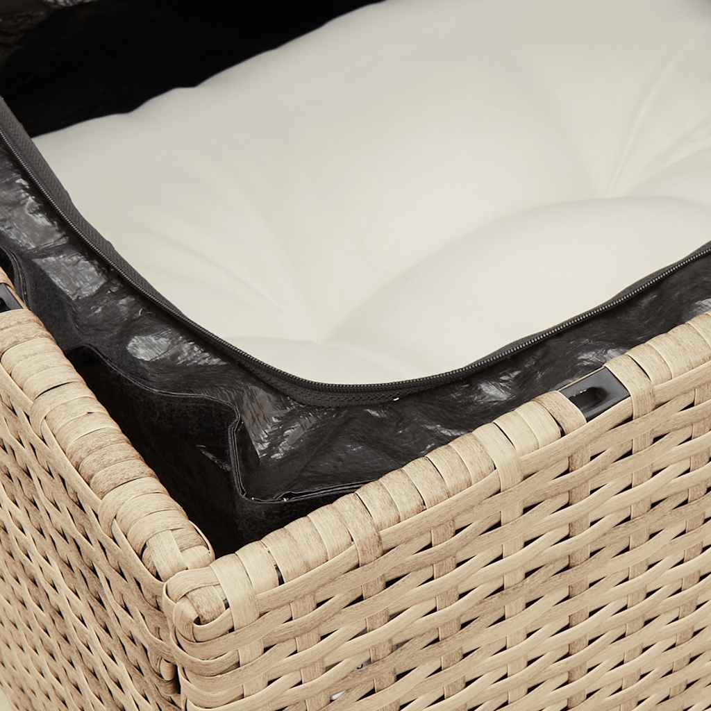 vidaXL Canapé de jardin 3 places avec coussins en polyrotin beige
