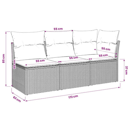 vidaXL Canapé de jardin 3 places avec coussins en polyrotin beige