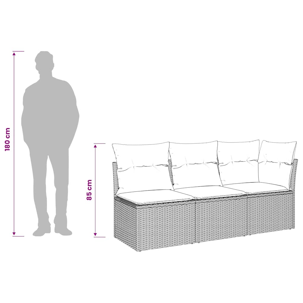 vidaXL Canapé de jardin 3 places avec coussins en polyrotin beige