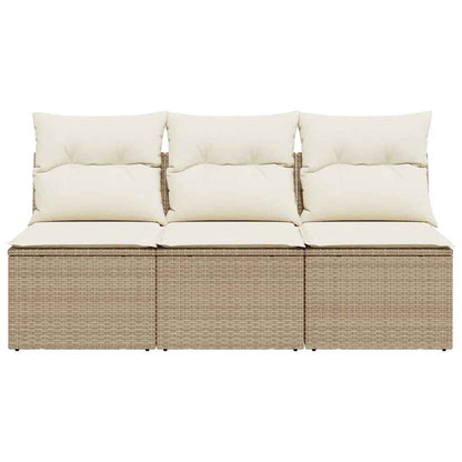 vidaXL Gartensofa mit Kissen 3-Sitzer Beige Poly Rattan