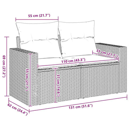 vidaXL Gartensofa mit Kissen 2-Sitzer Beige Poly Rattan